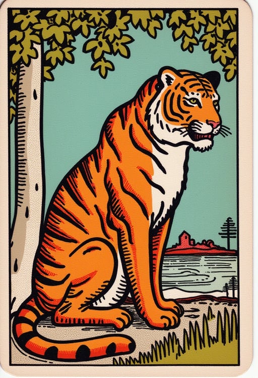 Tarot card image with tiger character v 6.2 Tarot Cards Tarot Card Genrator